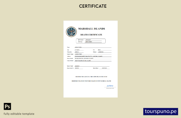 listo para imprimir certificado de desaparición del registro civil de las Islas 